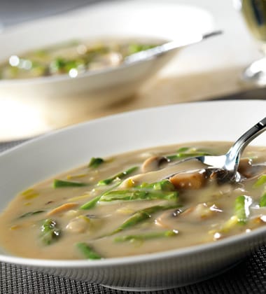ASPARAGUS, LEEK & MUSHROOM SOUP
