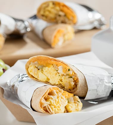 BREAKFAST CHICKEN WRAPS MADE WITH CAMPBELL’S® HEALTHY REQUEST® CREAM OF CHICKEN SOUP