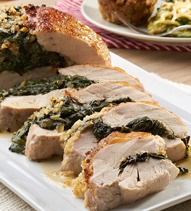 CREAMED SPINACH STUFFED TURKEY BREAST MADE WITH HEALTHY REQUEST CREAM OF MUSHROOM SOUP