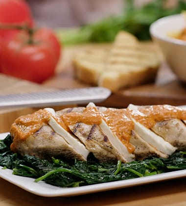 GRILLED CHICKEN MARGARITA MADE WITH CAMPBELL’S® ROASTED RED PEPPER & SMOKED GOUDA