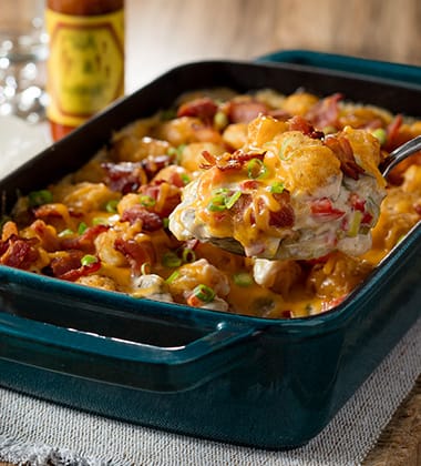 TATER TOT CASSEROLE MADE WITH CAMPBELL’S® CREAM OF MUSHROOM SOUP